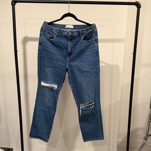 Abercrombie & Fitch Blue Ripped Straight Leg Jeans